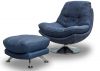 Axis Swivel Chair & Footstool by SofaHouse - Denim