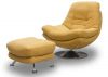 Axis Swivel Chair by SofaHouse - Gold with footstool