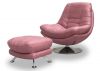 Axis Swivel Chair by SofaHouse - Blush Pink with Footstool
