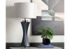 78cm Dark Blue Twist Table Lamp with Grey Shade by CIMC Room