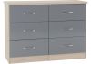 Nevada Grey Gloss and Light Oak Effect 6-Drawer Chest by Wholesale Beds & Furniture