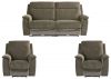 Havarti Fabric Electric Reclining 3 + 1 + 1 Sofa Set in Green