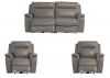Havarti Italian Leather Electric Reclining 3 + 1 + 1 Sofa Set in Grey