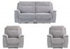 Havarti Fabric Electric Reclining 3 + 1 + 1 Sofa Set in Silver Grey