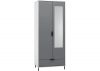 Madrid Grey/White Gloss 2-Door 1-Drawer Mirrored Wardrobe by Wholesale Beds & Furniture