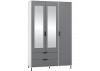 Madrid Grey/White Gloss 3-Door 2-Drawer Mirrored Wardrobe by Wholesale Beds & Furniture