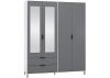 Madrid Grey/White Gloss 4-Door 2-Drawer Mirrored Wardrobe by Wholesale Beds & Furniture