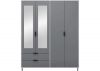 Madrid Grey/White Gloss 4-Door 2-Drawer Mirrored Wardrobe by Wholesale Beds & Furniture Front