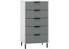 Madrid Grey/White Gloss 5-Drawer Narrow Chest by Wholesale Beds & Furniture