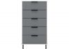 Madrid Grey/White Gloss 5-Drawer Narrow Chest by Wholesale Beds & Furniture Front