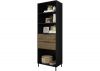 Madrid Black/Acacia Effect Bookcase by Wholesale Beds & Furniture Angle