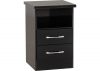 Nevada Black Gloss 2-Drawer Bedside Table by Wholesale Beds Angle