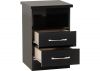 Nevada Black Gloss 2-Drawer Bedside Table by Wholesale Beds Open