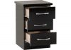Nevada Black Gloss 3-Drawer Bedside Table by Wholesale Beds Open