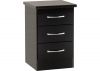 Nevada Black Gloss 3-Drawer Bedside Table by Wholesale Beds Angle