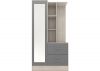 Nevada Grey Gloss Mirrored Open Shelf Wardrobe by Wholesale Beds Front