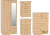 Nevada Sonoma Oak 4 Piece Bedroom Furniture Set inc. Mirrored Robe by Wholesale Beds & Furniture