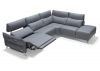 Perlini Italian Leather RHF Electric Reclining Corner Sofa in Cobalto by Annaghmore