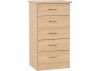 Nevada Sonoma Oak Effect 5-Drawer Narrow Chest by Wholesale Beds & Furniture