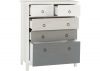 Vermont 2-Over-3-Drawer Chest by Wholesale Beds Drawers Open