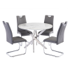 Warren 1.07m White Marble Round Dining Table and a Set of 4 Garda Grey Dining Chairs