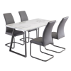 Warren 1.4m White Marble Dining Table and a Set of 4 Sora Grey Chairs 
