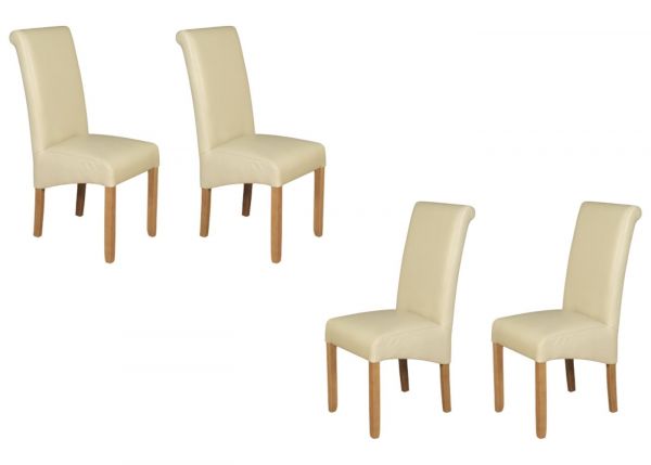 Sophie Leather-Air Dining Chair by Annaghmore - Set of 4 - Cream