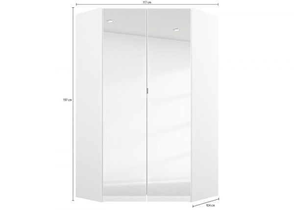 Ontario Corner Mirrored Wardrobe by Rauch - 2-Door - Alpine White