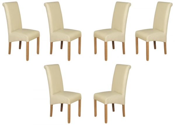 Sophie Leather-Air Dining Chair by Annaghmore - Set of 6 - Cream