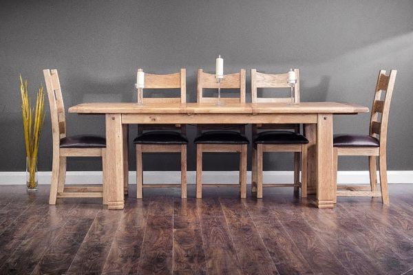 Donny 1.8m Extending Dining Table and 6 Chairs with Wooden Seats by Honey B
