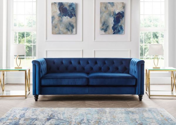 Sandringham 3 Seater Sofa in Blue by Julian Bowen Room