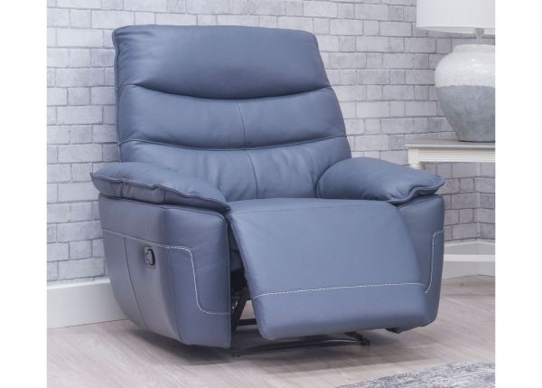 Cadiz Full Leather Sofa - 3+1+1 Suite - Smoke Blue