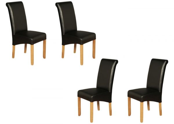 Sophie Leather-Air Dining Chair by Annaghmore - Set of 4 - Black