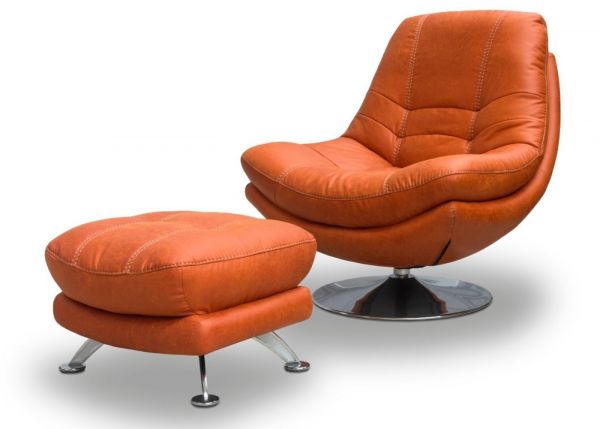 Axis Footstool by SofaHouse - Pumpkin with footstool