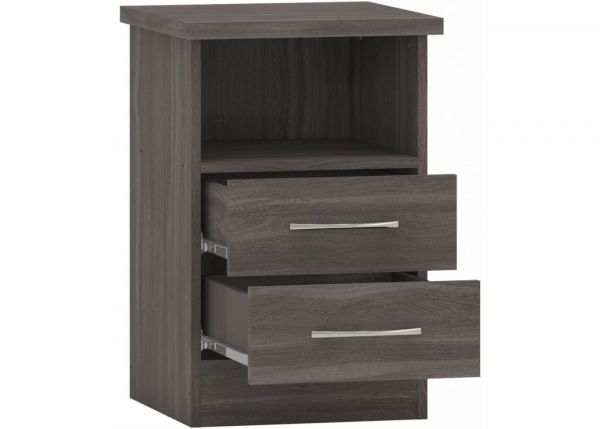 Nevada Black Wood Grain 2-Drawer Bedside Table by Wholesale Beds & Furniture
