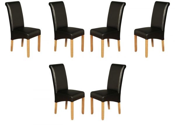 Sophie Leather-Air Dining Chair by Annaghmore - Set of 6 - Black