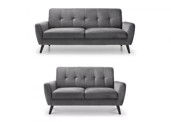 Monza Grey Velvet 3 + 2 Sofa Set by Julian Bowen