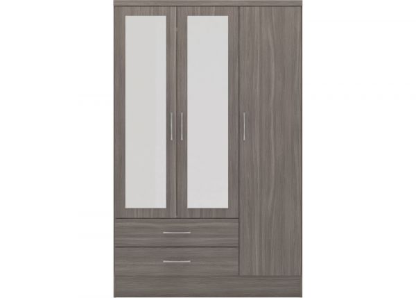 Nevada Black Wood Grain 3-Door Mirrored Wardrobe by Wholesale Beds & Furniture