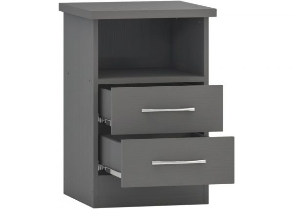 Nevada 3D Effect Grey 2-Drawer Bedside Table by Wholesale Beds & Furniture