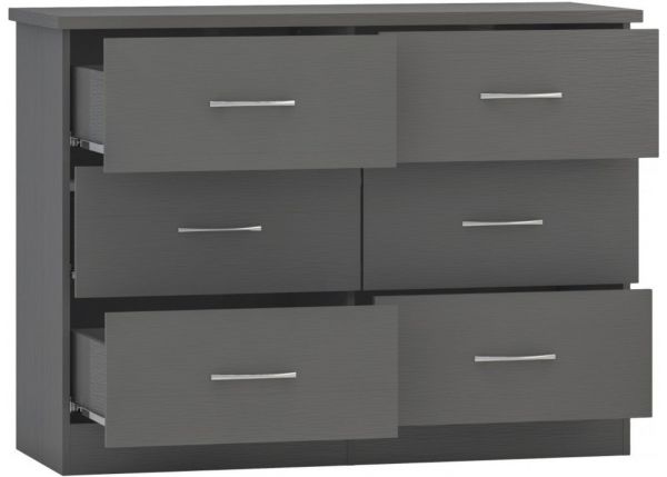 Nevada 3D Effect Grey 6-Drawer Chest by Wholesale Beds & Furniture