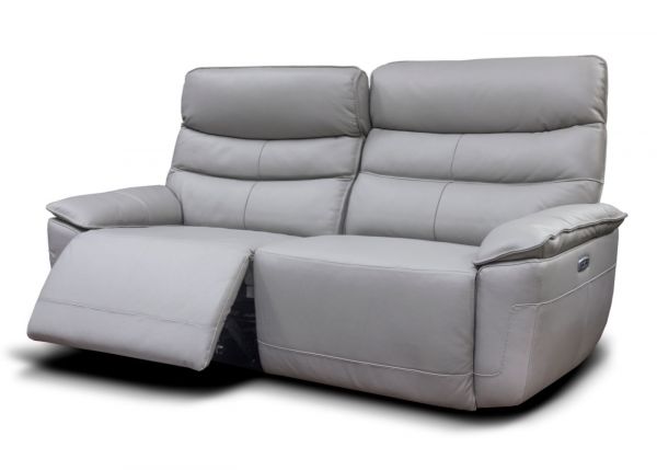 Cadiz Full Leather Sofa - 3-Seater - Light Grey