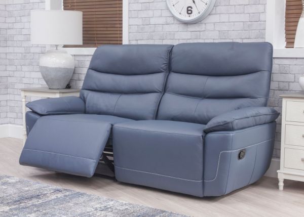 Cadiz Full Leather Sofa - 3+2 Suite - Smoke Blue