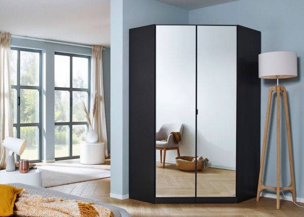 Ontario Corner Mirrored Wardrobe by Rauch - 2-Door - Metallic Grey