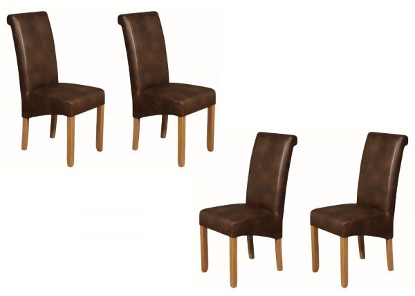 Sophie Leather-Air Dining Chair by Annaghmore - Set of 4 - Tan