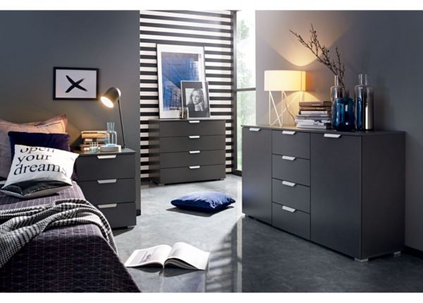 Aditio Metallic Grey 3-Drawer Bedside by Rauch - H2 Chrome