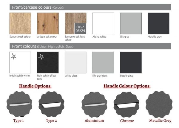 Aditio High Gloss White & Metallic Grey 3-Drawer Bedside by Rauch - H2 Chrome