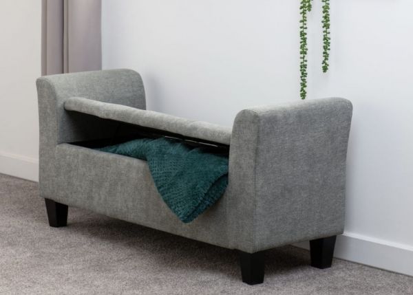 Amelia Storage Ottoman in Dark Grey by Wholesale Beds & Furniture Room Image Open