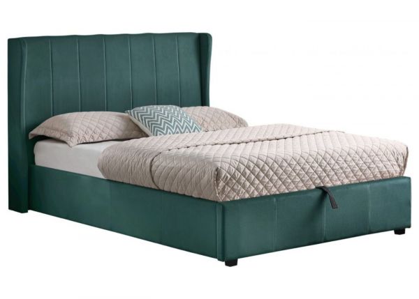 Amelia Plus Ottoman Bedframe in Green by Wholesale Beds - 5ft (King) 