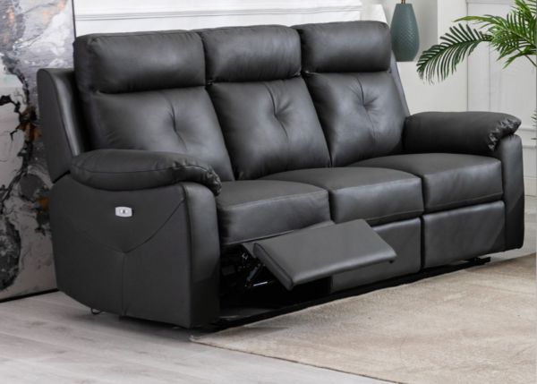 Milano Leather Full Electric Reclining 3 Seater in Anthracite by Annaghmore