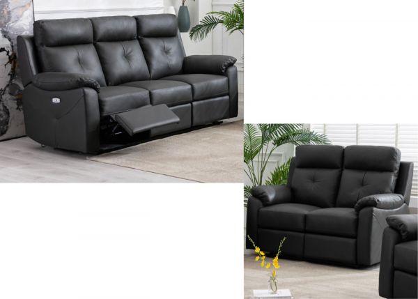 Milano Leather Full Electric Reclining 3 + 2 Sofa Set in Anthracite by Annaghmore